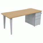 BUREAU EVIDENCE 180X80 CHÊNE CLAIR CAISSON PORTEUR/PIED ALU - VINCO