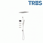 KIT DE DOUCHE THERMOSTATIQUE ÉLECTRONIQUE ET ENCASTRÉ SHOWER TECHNOLOGY ACIER - TRES 09288407AC