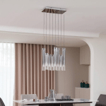 LUCANDE PLAFONNIER LED KORVITHA, À 8 LAMPES, GRIS, VERRE