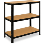 SHELFPLAZA - BLACK 90X80X50 CM ÉTAGÈRE CHARGE LOURDE / MEUBLE ETAGERE NOIR METAL AVEC 3 NIVEAUX / CAPACITÉ CHARGE 175KG / MEUBLE ETAGERE METAL NOIR