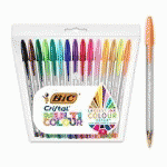 STYLO BILLE BIC CRISTAL MULTICOLOUR ÉCRITURE LARGE - POCHETTE DE 15 COULEURS ASSORTIES