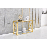 HOMY FRANCE - TABLE CONSOLE KENSY GOLD VERRE TRANSPARENT 120X40X78 CM