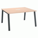 TABLE DE RÉUNION MODULABLE ECLA CHÊNE CLAIR L 140 X P 126 PIÈTEMENT MÉTAL ANTHRACITE
