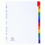 LOT DE 2 - INTERCALAIRE A4+ CARTE BLANCHE EXACOMPTA 12 ONGLETS NEUTRES MULTICOLORES - 1 JEU