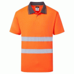 LOT DE 3 - PORTWEST ES477 ES1 ESSENTIAL POLO HAUTE VISIBILITÉ M/C ORANGE - TAILLE S