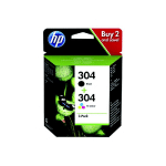 PACK 2 CARTOUCHES HP 304 NOIR ET COULEURS POUR IMPRIMANTES JET D