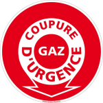 SIGNALETIQUE.BIZ FRANCE - PANNEAU COUPURE D'URGENCE GAZ. SIGNALISATION SÉCURITÉ INCENDIE. AUTOCOLLANT COUPURE D'URGENCE GAZ, PANNEAU PVC, ALU