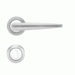POIGNÉES DE PORTE SUR ROSACES RONDES SÉRIE R 230 DENVER - CHROMÉ SATINÉ - CLÉ L KARCHER DESIGN