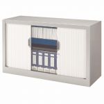 ARMOIRE MÉTAL CONFORT - A RIDEAUX - H. 70 X L. 80  CM - CORPS ALUMINIUM - RIDEAUX BLANC