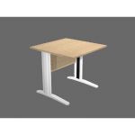 BUREAU DROIT PRONTO PRESTIGE - L.80 X P.80 CM - PLATEAU CHÊNE - PIEDS L BLANC