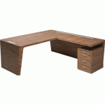 BUREAU X10 AVEC RETOUR SUR CAISSON 210X220X76 NOYER AMÉRICAIN - QUADRIFOGLIO