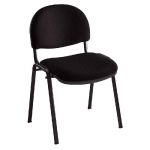 CHAISE RÉUNION ET VISITEUR - BIEN ASSIS 2 - TISSU NOIR- PIEDS NOIR (PRIX À L'UNITÉ)