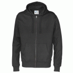 COTTOVER SWEATSHIRT À CAPUCHE FULL ZIP HOMME - CERTIFIÉ GOTS NOIR - TAILLE XXXXXL