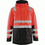 PARKA HAUTE-VISIBILITÉ ROUGE FLUORESCENT/NOIR TAILLE L - MANUTAN COLLECTIVITÉS