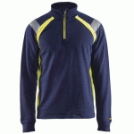 SWEAT COL CAMIONNEUR MARINE/JAUNE FLUORESCENT TAILLE S - BLAKLADER