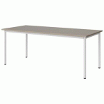 TABLE MALIBU 180X80 T5 4P STRA ABS GRIS U727/BLC 9016
