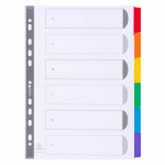 LOT DE 2 - INTERCALAIRE A4 CARTE160 G EXACOMPTA 6 ONGLETS NEUTRES RÉINSCRIPTIBLES MULTICOLORES - 1 JEU