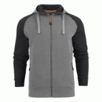 MAC ONE SWEATSHIRT A CAPUCHE FULL ZIP CHRIS GRIS CHINÉ/NOIR - TAILLE XS