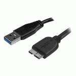 STARTECH.COM CÂBLE SUPERSPEED USB 3.0 SLIM ET COURT A VERS MICRO B DE 15 CM - CORDON USB A VERS MICRO B - MÂLE / MÂLE - NOIR - CÂBLE USB - MICRO-USB DE TYPE B POUR USB TYPE A - 15 CM