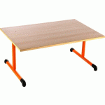 TABLE CHLOÉ À DÉGAGEMENT LATÉRAL 160 X 80 CM T2 PLATEAU HÊTRE PIÉTEMENT BLEU - MANUTAN COLLECTIVITÉS