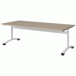 TABLE MALIBU 180X80 T3 DL STRA ABS CHÊNE 1146/BLC 9016