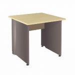 BUREAU DROIT ACTIVITY - L. 80 X P. 80 CM - PLATEAU HÊTRE - PIEDS PLEINS 'BLANC'