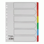 LOT DE 2 - INTERCALAIRE A4+ CARTE BRISTOL BLANCHE BRUNEAU 6 ONGLETS NEUTRES MULTICOLORES - 1 JEU