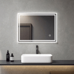 MIROIR DE SALLE DE BAIN LUMINEUX 80X60CM MIROIR LED ÉCLAIRAGE DIMMABLE TACTILE COMMUTATEUR AVEC ANTI-BUÉE - BLANC FROIDE/BLANC CHAUD/NEUTRE - MEYKOERS