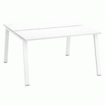 PÔLE DE 2 BUREAUX DROITS BLANC L 140 X P 60 CM, PIÉTEMENT MÉTAL BLANC - ARCH