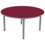 TABLE CARÉLIE RONDE Ø120 T3 STRAT POLY. CERISE GRIS/9006 - MOBIDECOR
