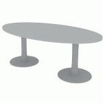 TABLE DE RÉUNION PLATEAU OVALE L.200 GRIS 2 PIEDS - QUADRIFOGLIO