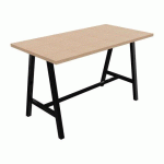 TABLE HAUTE SYNERGY L 180 X P 90 X H 107 CM PIED MÉTAL NOIR PLATEAU CHÊNE CLAIR