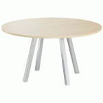 TABLE RÉUNION EVAN Ø 140 CM PIED ALU PLATEAU CHÊNE CLAIR - MBA