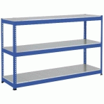 RAYONNAGE MANUTAN RAPID 1 1980X2440X455 3 TABL METAL BLEU