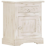 TABLE DE CHEVET BLANC 40 X 30 X 50 CM BOIS DE MANGUIER MASSIF - BLANC