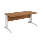 BUREAU DROIT BIOSPACE 2 - L. 160 X P. 80 CM - PLATEAU MERISIER - PIEDS L BLANC - EMBASE 'ALUMINIUM'
