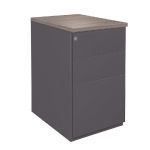 CAISSON HAUTEUR BUREAU MÉTAL NF ENVIRONNEMENT ANTHRACITE TOP CÈDRE, H.72 X L. 42 X P. 80 CM