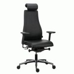 FAUTEUIL DE BUREAU VICTORIA CUIR - AVEC ACCOUDOIRS, APPUI-TÊTE ET SOUTIEN LOMBAIRE - MÉCANISME SYNCHRONE - PIED NOIR
