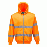PORTWEST B305 SWEAT ZIP HIVIS À CAPUCHE ORANGE - TAILLE S