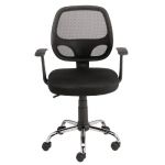 SIÈGE DE BUREAU TAMI MAILLE FILET HAUTEUR AJUSTABLE AVEC ACCOUDOIRS À ROULETTES HAUTEUR DOSSIER 46 CM NOIR