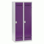 VESTIAIRE 2 COLONNES COLOR MONOBLOC INDUSTRIE SALISSANTE PRUNE