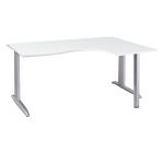 BUREAU COMPACT RETOUR À DROITE ACTUAL - L. 180 X P. 120 CM - PLATEAU BLANC - PIEDS L ALUMINIUM