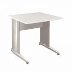 BUREAU DROIT ACTIVITY MÉTAL - L. 80 X P. 80 CM - PLATEAU BLANC - PIEDS L 'BLANC'