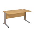 BUREAU DROIT VARIATION TENDANCE - L. 140 X P. 80 CM - PLATEAU HÊTRE - PIEDS ALUMINIUM - CARTERS FINITION HÊTRE