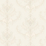 PAPIER PEINT RÉTRO ORNÉ FEUILLES & FLEURS | PAPIER PEINT BAROQUE BLANC ARGENTÉ IDÉAL SALON | TAPISSERIE À MOTIF FLORAL BLANCHE STYLE ROCOCO - 10,05 X