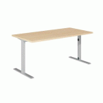 BUREAU DROIT OPTYMA L 160 CM PLATEAU CHÊNE PIEDS FINITION ALUMINIUM