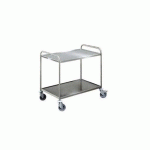 CHARIOT DE SERVICE EN INOX HUPFER - 2 PLATEAUX 600 X 400 MM