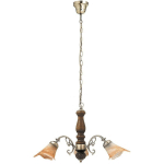 SUSPENSION LAMPE RUSTIQUE 3 DE MÉTAL / VERRE BRONZE BOIS / NOYER / BRUN Ø70CM H: 38CM