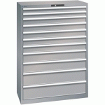 ARMOIRE 11 TIROIRS 1023X572X1450MM-CHARGE 75KG-GRIS/ARGENT - LISTA