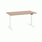 BUREAU RÉGLABLE EN HAUTEUR ÉLECTRIQUE CHÊNE CLAIR ECLA ERGO PREMIUM 140 X 80 CM PIEDS BLANC